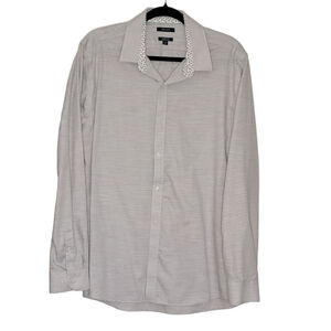 Men's RW&CO. Gray Striped Tailored Fit Dress Shirt 16-16.5